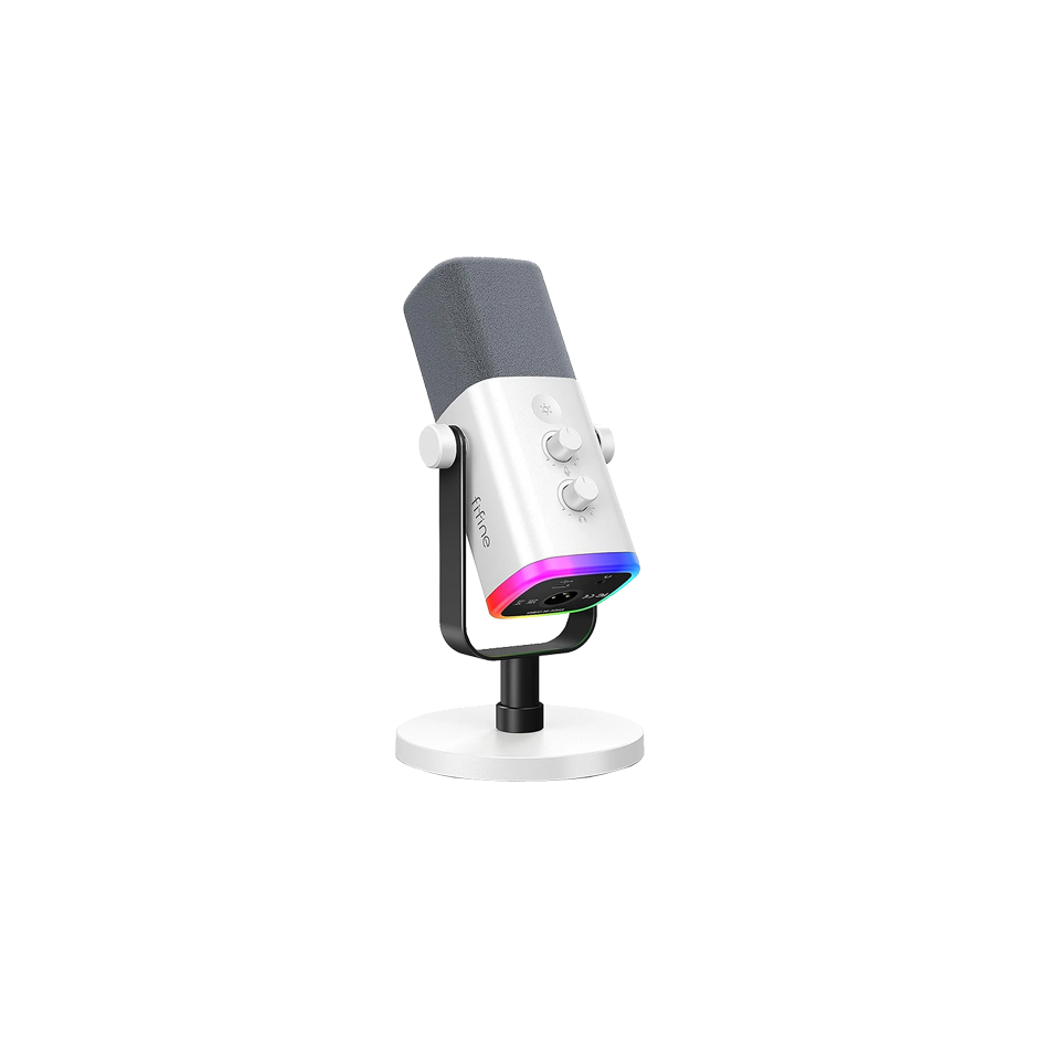 MICROPHONE FIFINE AM8 USB/XLR AmpliGame RGB WHITE Dynamic